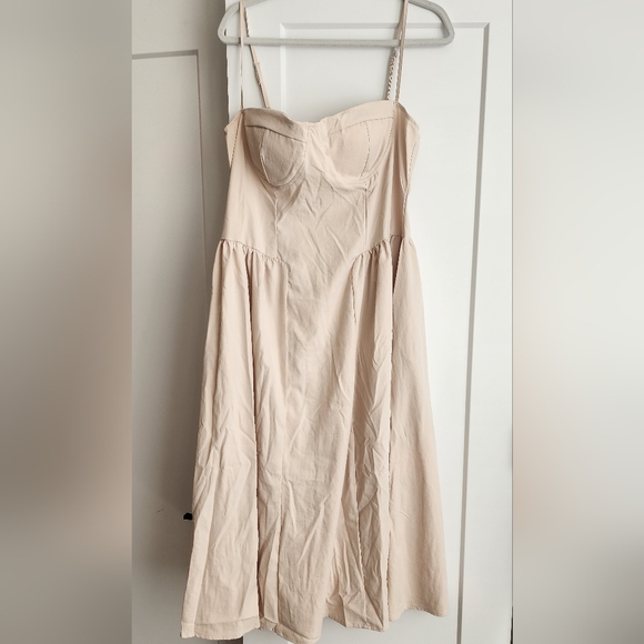 midelxp Dresses & Skirts - Women's Nude Cream Midi Dress with Spaghetti Straps